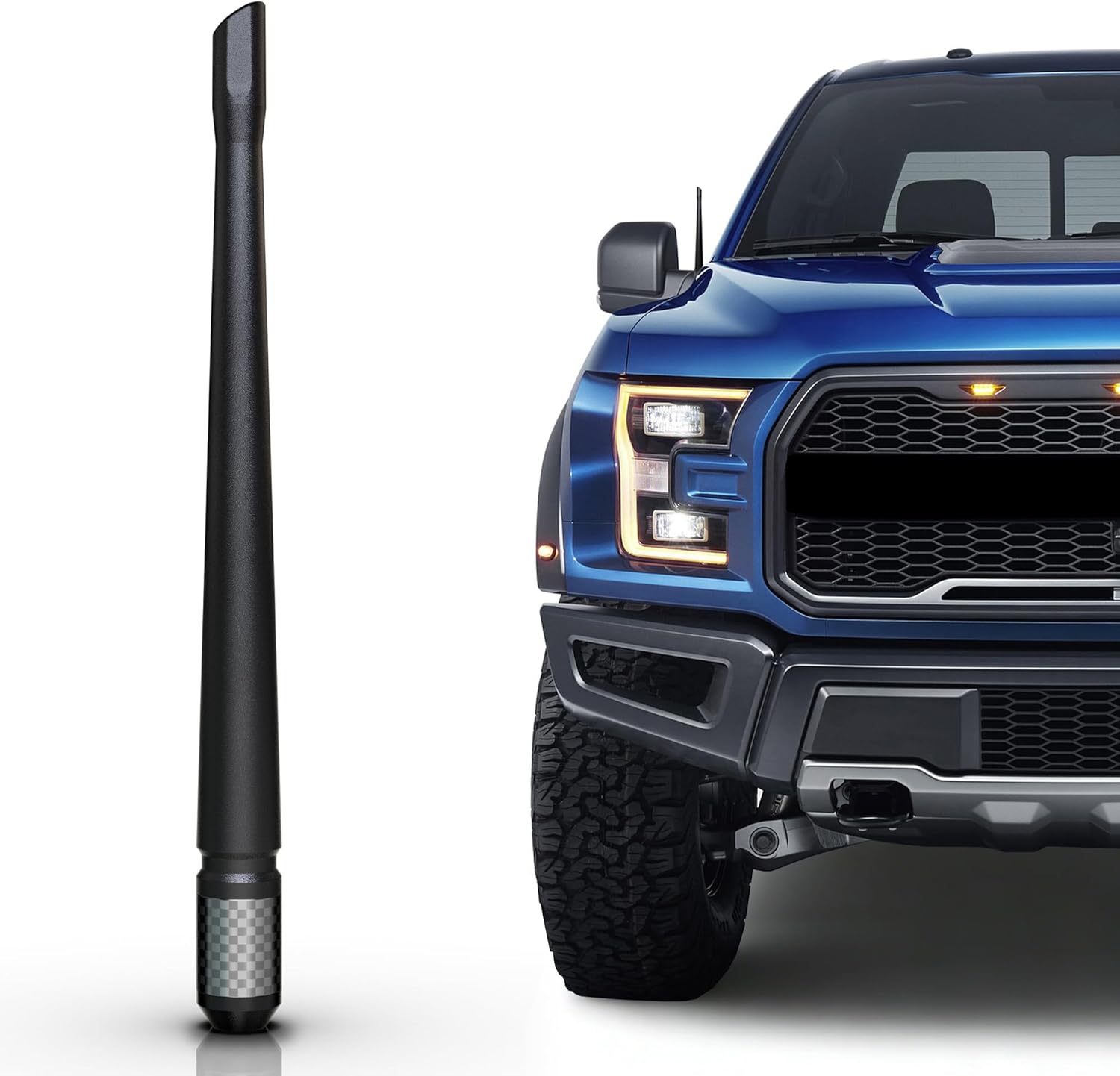 TEKK Carbon Fiber Short Antenna Compatible with Ford / F150 / F250 / F350 / F450 / F550 / Bronco / 7.9 Inches Premium Flexible Rubber/Designed for Enhance FM/AM Radio Signal Reception