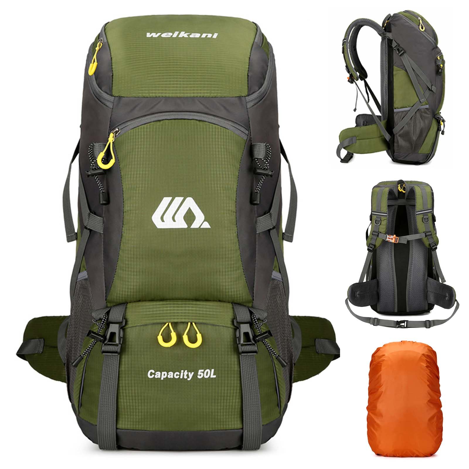 Plecak trekkingowy męski 50 l plecak podróżny damski duży wodoodporny plecak trekkingowy z pokrowcem przeciwdeszczowym do jazdy na rowerze piesze wycieczki camping wspinaczka górska sporty na