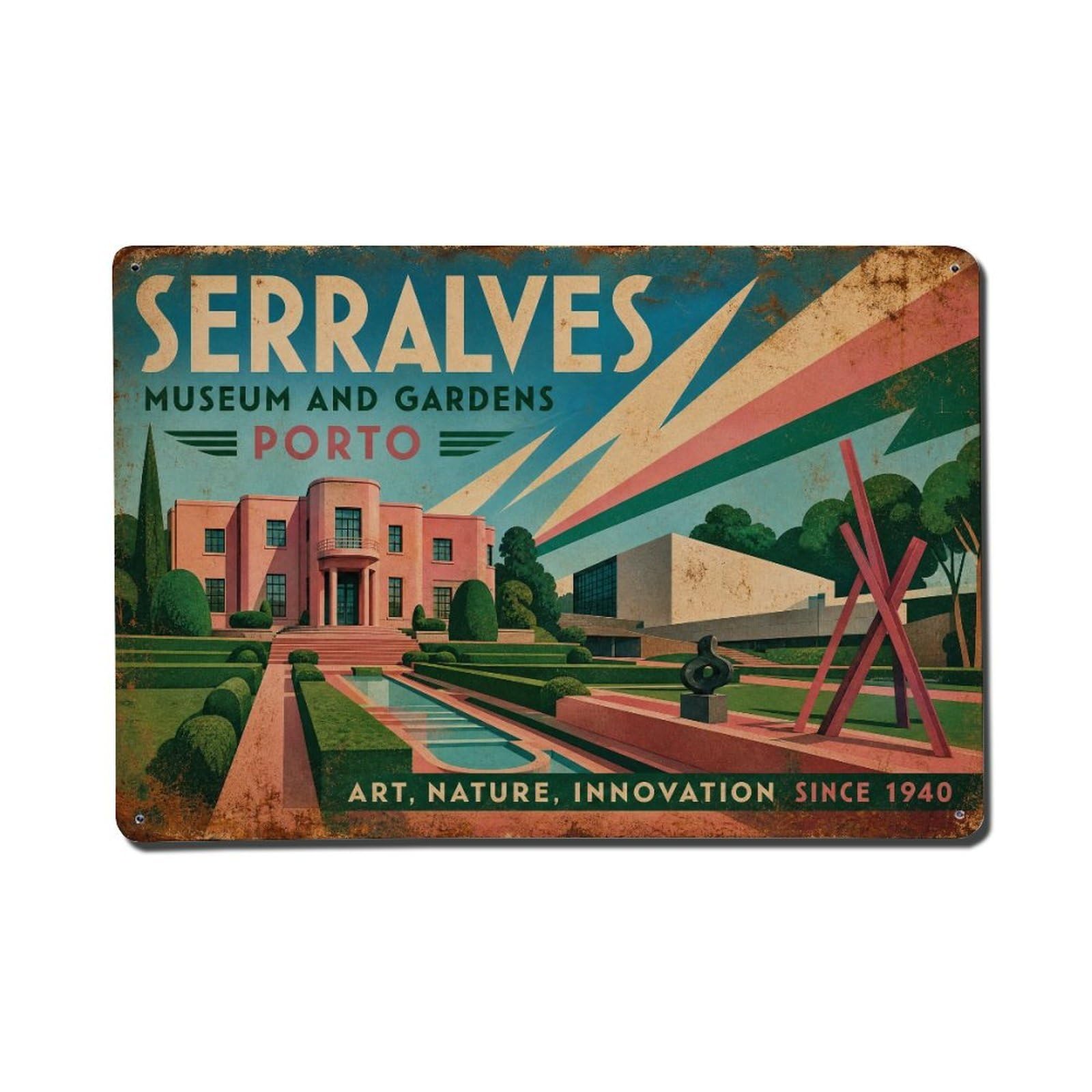 Yrnq 08X12inch Vintage Style Vintage Serralves Museum Gardens Contemporary Portugal Metal Tin Sign