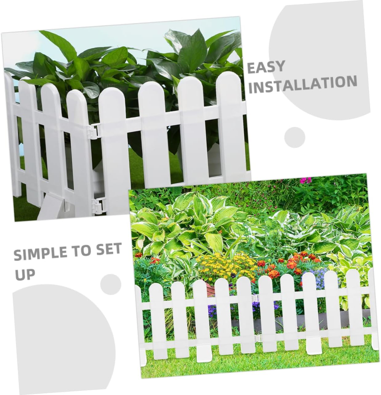 4pcs Garden Fence Panels White Decorative Picket Fencing Backyard Decorative Fence Easy Install Landscape Edging Flower Bed Borders