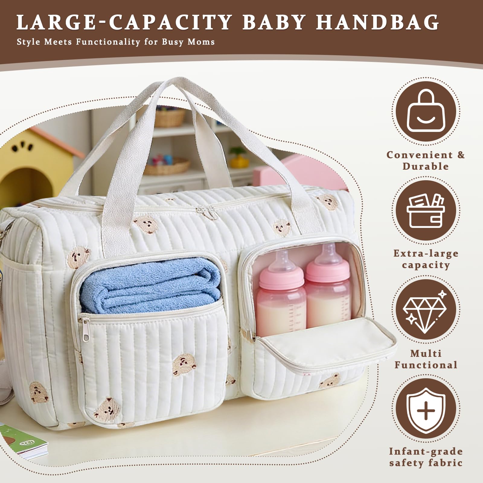 Borsa per Pannolini Multiuso per la Mamma: Borsa per Maternità e Neonato - Borse per Pannolini imbottite leggere per Maternità e Cambio del Bambino per l'ospedale