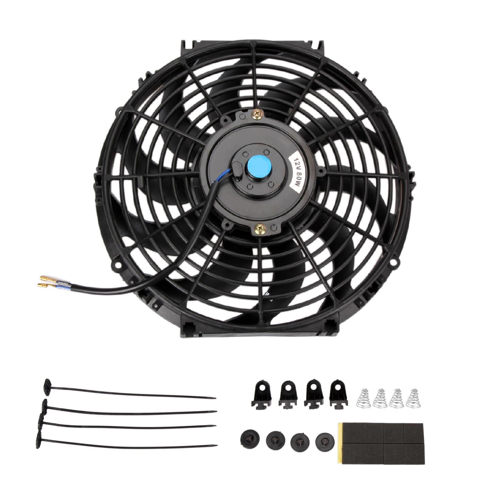 Twilight Garage 12" inch Universal High Performance 12V Slim Electric Cooling Radiator Fan With Fan Mounting Kit - Black