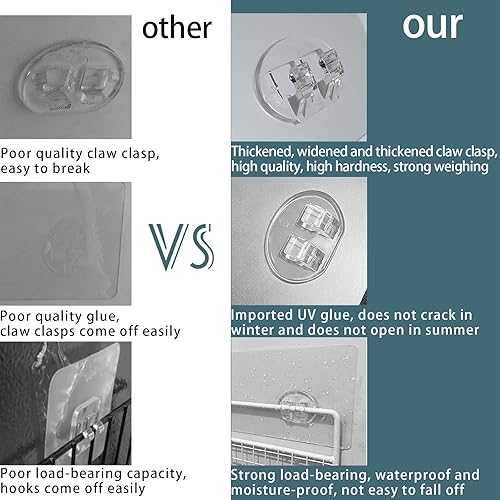 Miniatura 5 de GGIJ Organizador de ducha de repuesto, adhesivo adhesivo para estante de ducha, ganchos adhesivos fuertes, estantes de ducha sin perforaciones para