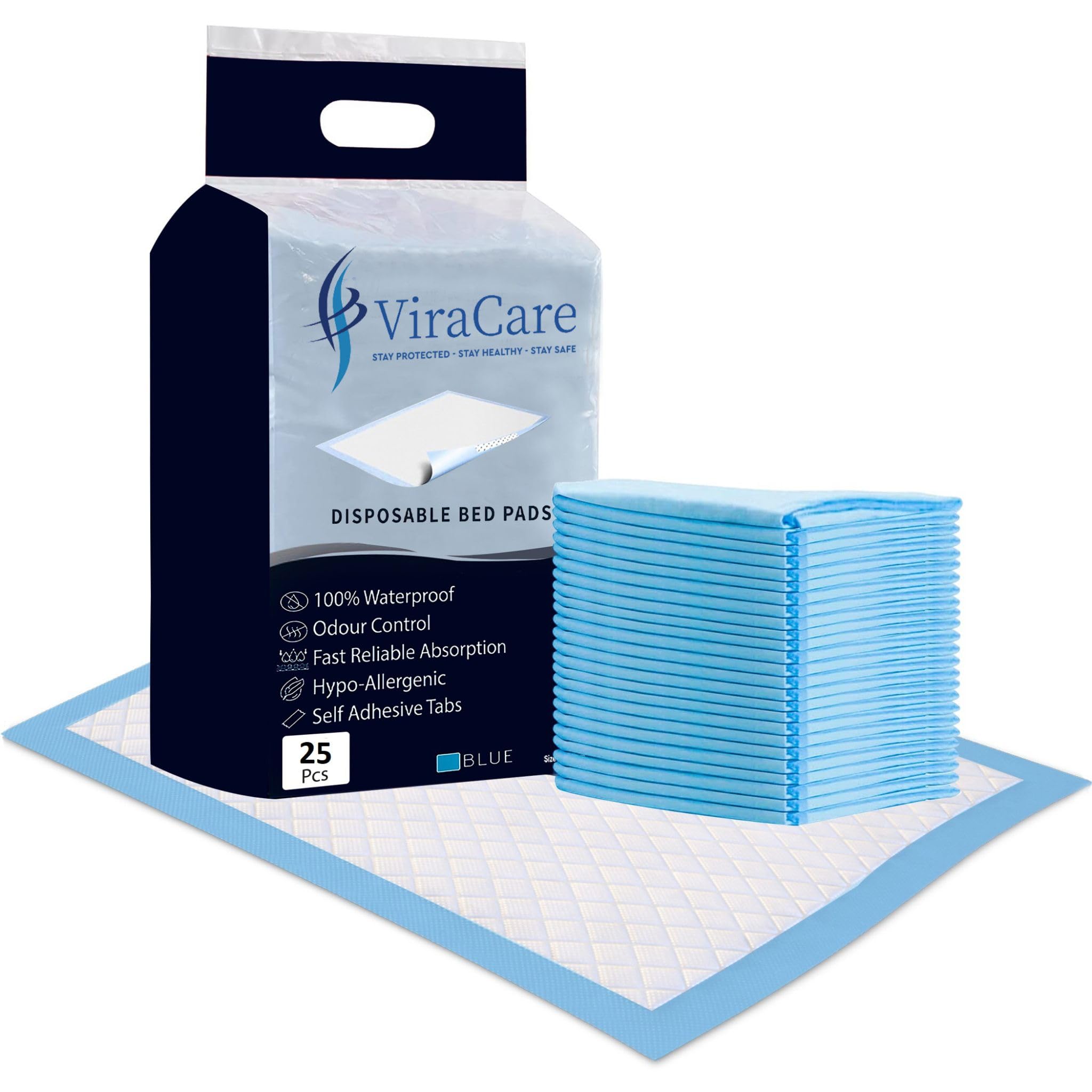 25 x Alèses jetables pour l'incontinence avec languettes adhésives | Paquet de 25 | Alèses jetables 60x90 | Alèse jetable Adulte, Personnes âgées et Enfants | Protection lit Incontinence et fuites