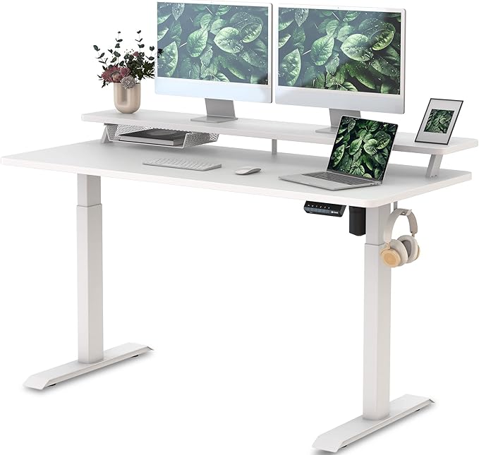 Fenge 2Tier Electric Standing Desk with USB Port,118x60cm Height