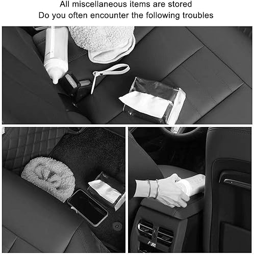 Miniatura 9 de Organizador de asiento trasero de automóvil con 2 portavasos para bebidas, caja de pañuelos, gancho de almacenamiento y soportes para teléfono
