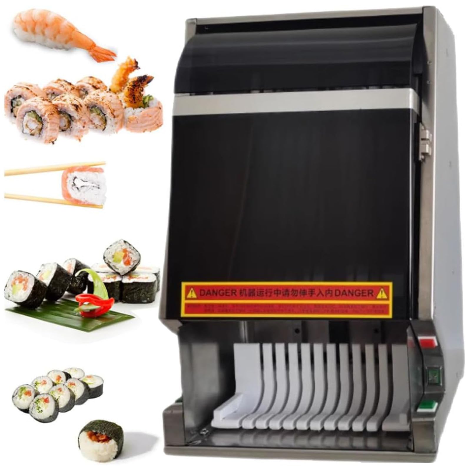 Frez do rolek sushi, automatyczne przecinaki do sushi, szybkie przecinanie, zdejmowane ostrze ze stali nierdzewnej, do restauracji, kuchni (10 krolek)