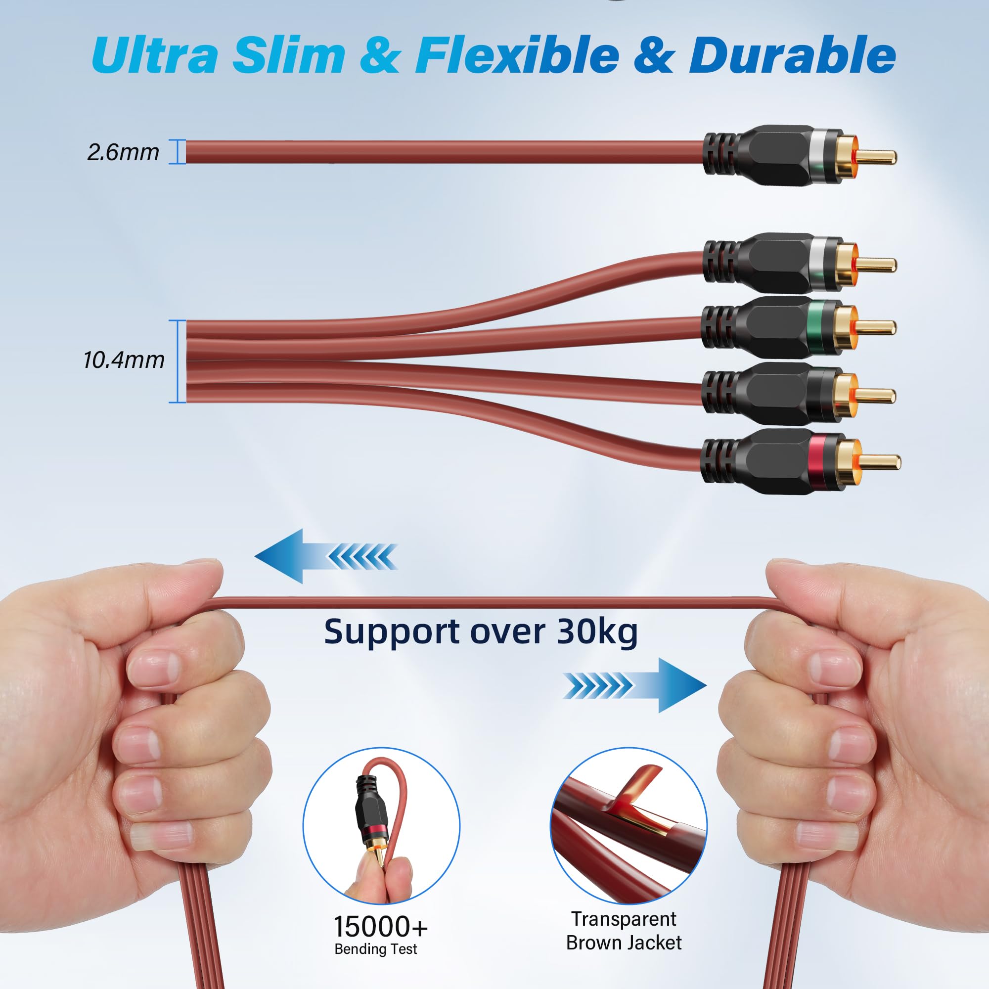 Amazon.com: Adoreen 4-Channel RCA Audio Cable 8 Ft, Oxygen Free
