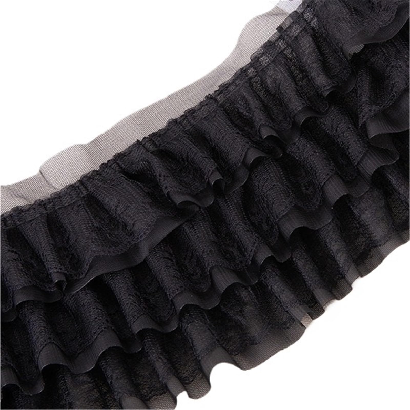 Cinta De Encaje Adorno de encaje de gasa suave y encaje for ropa, zapatos, mangas, ropa infantil y decoración del hogar. Para Coser Manualidades(Black)