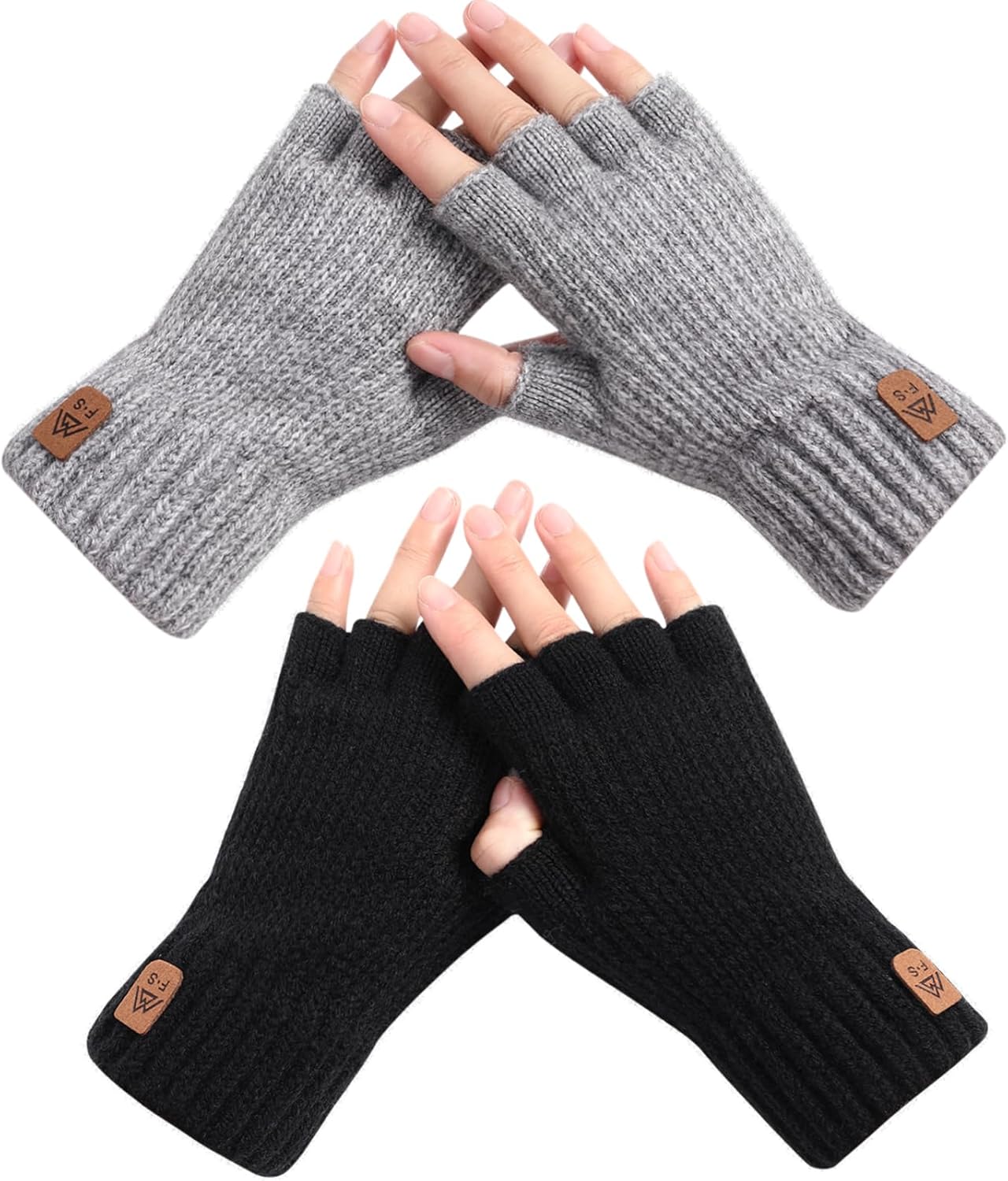 Pleneal Fingerless Gloves for Women Men – 2 Pairs...