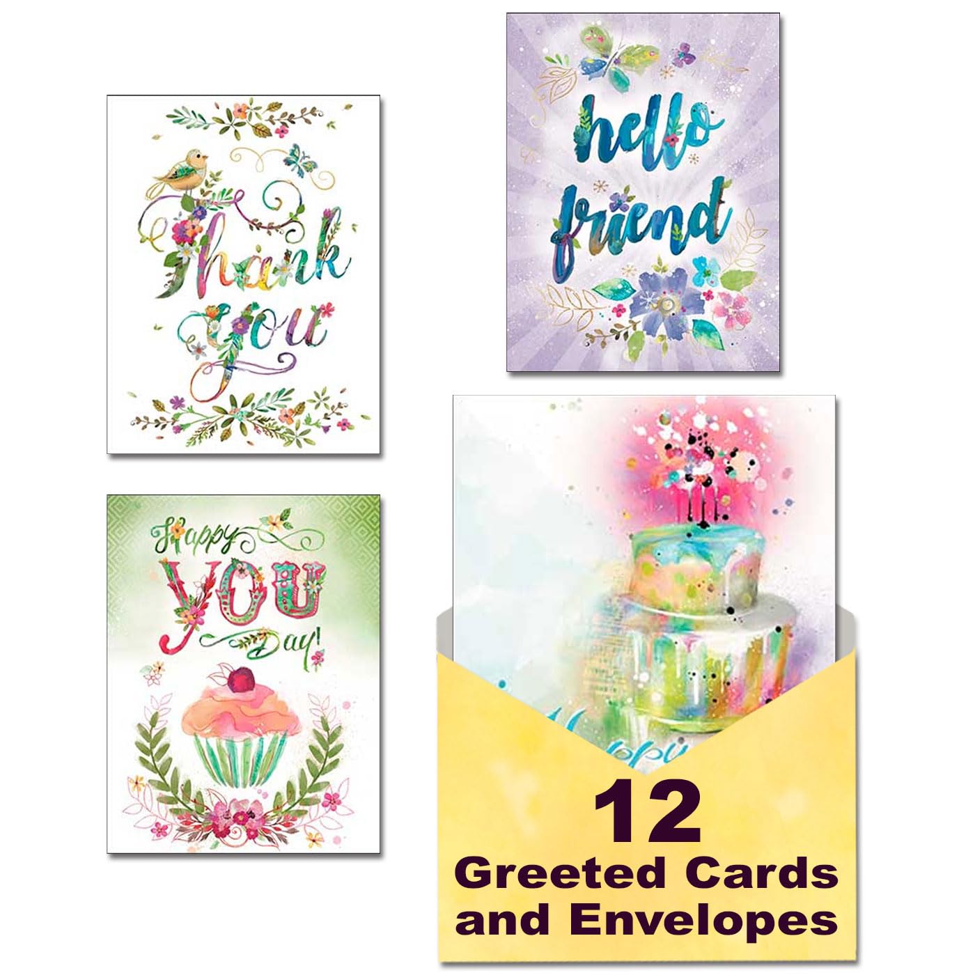 Leanin' Tree Sweetly Said Made In USA - 12 Pack of Greeted Notecards with Envelope, Cute Stationary Letter and Envelopes, Greeting Cards Assortment