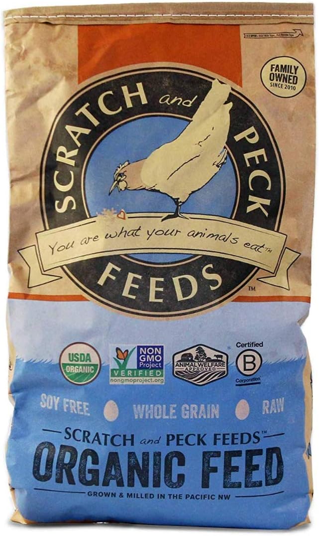 Scratch and Peck Feeds Naturally Free 18% Protein Organic Layer Feed for Chickens and Ducks - Non-GMO Project Verified, Soy Free and…