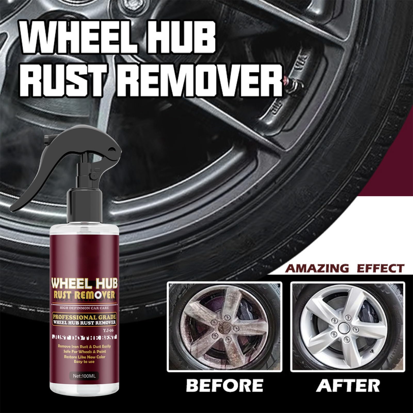 Spray Antirouille Pour Voiture - Élimine Rouille Et Particules De Frein - Action Rapide - Sans Danger Pour Peinture - Flacon 120 Ml