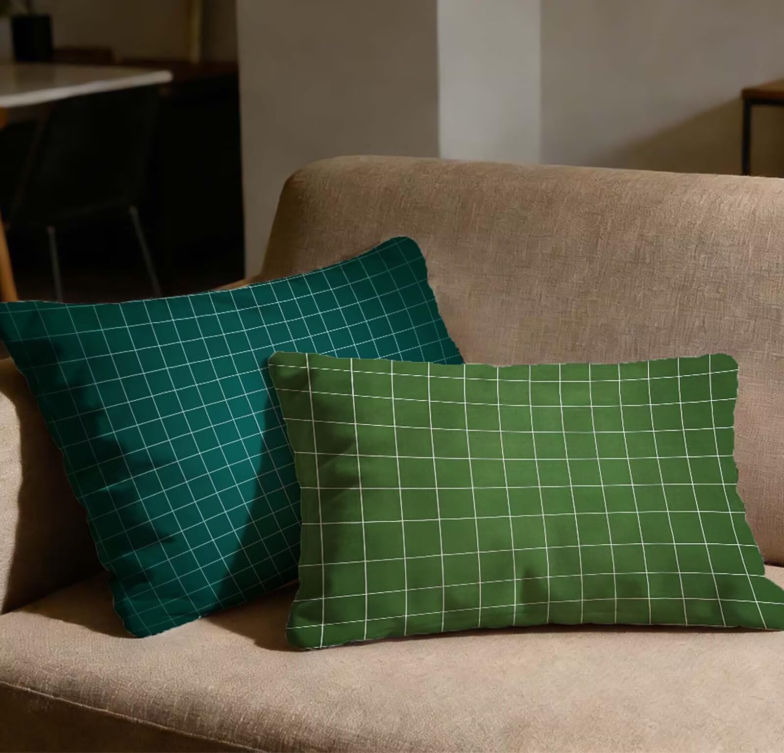 Taie oreiller 40x80 lot de 2 en velours vert rectangulaire pour canapé