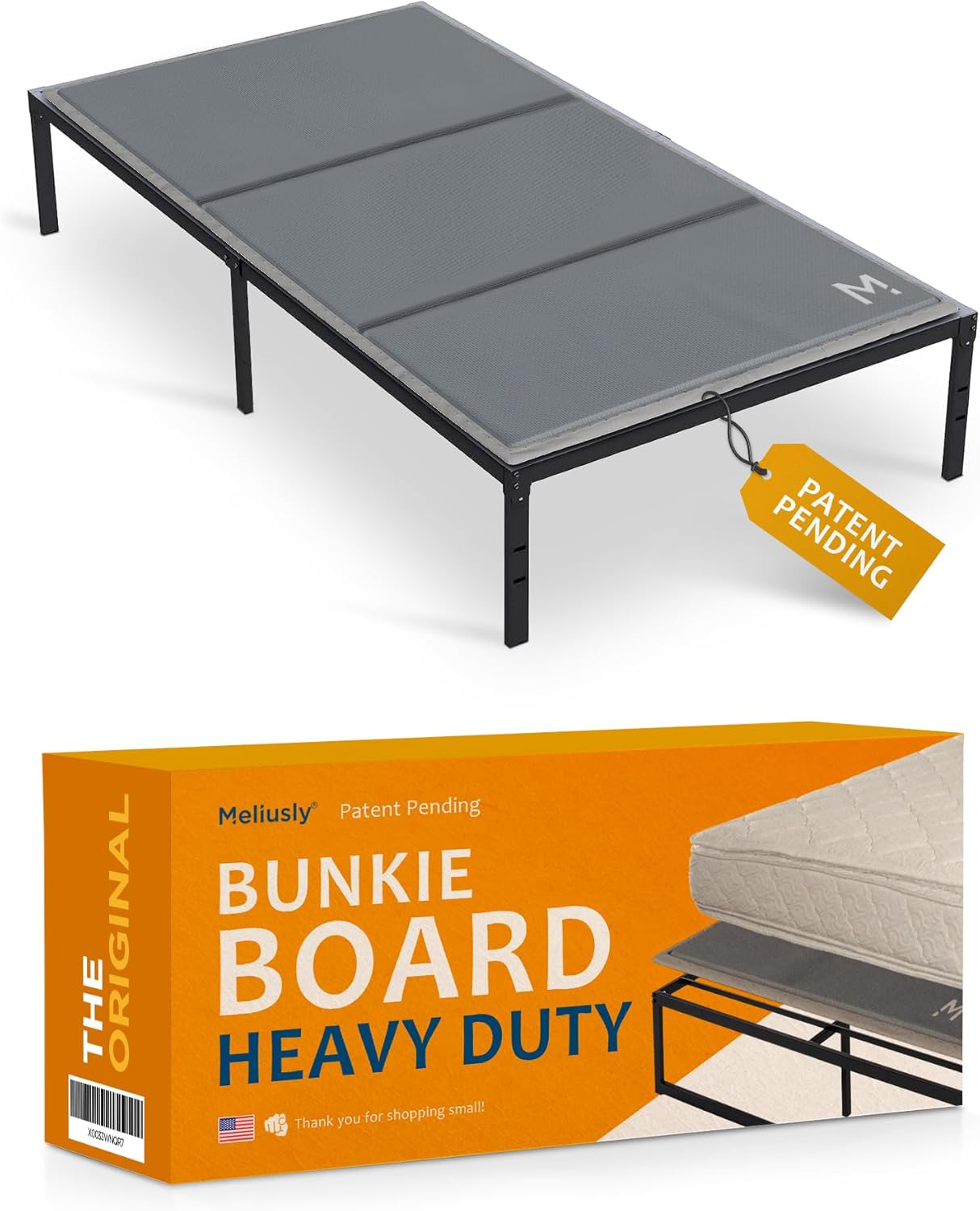 Meliusly Heavy Duty 10mm Bunkie Board Twin Size (38x75'') Patent Pending Low Profile Bed Board Design - Breathable, Noise Minimizing, Moisture Resistant Bunkieboards, Low Profile Bed Support Twin (38x75'')