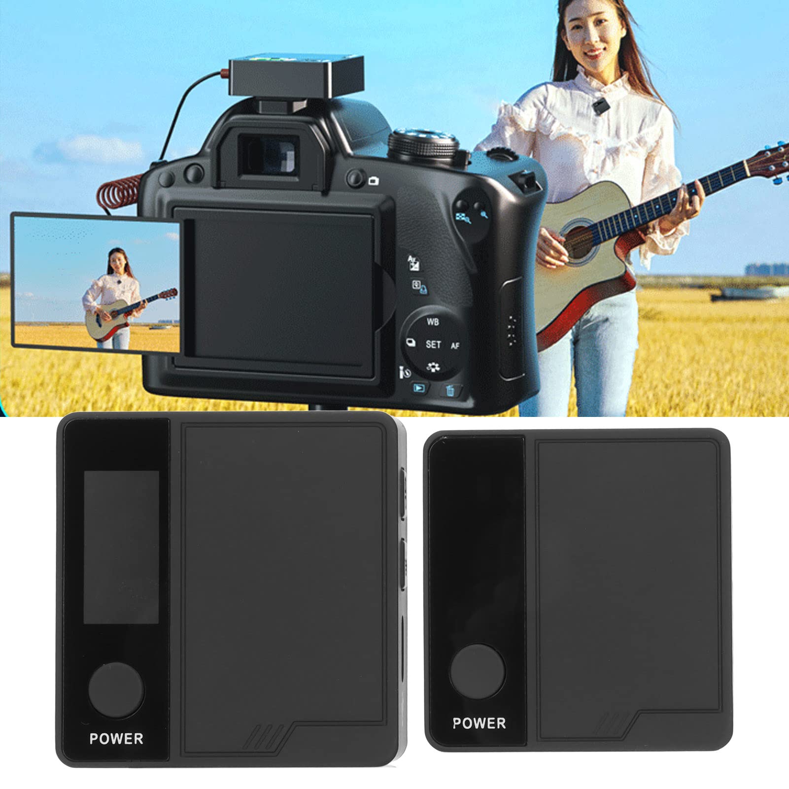 Micrófono de Solapa Inalámbrico de 2,4G, Micrófono de Solapa Inalámbrico con Reducción de Ruido Dual Manual de 5 Velocidades, Hasta 8 Horas de Grabación para Grabaciones de Vídeo Cortas (Negro)