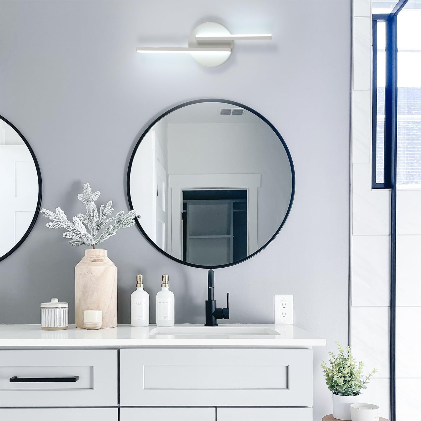 Tealight Applique da Parete Interno LED, 16W Lampada da Parete Moderno, Luce Fredda 6500K Lampada a Muro per Camera da Letto Soggiorno Corridoio Scale