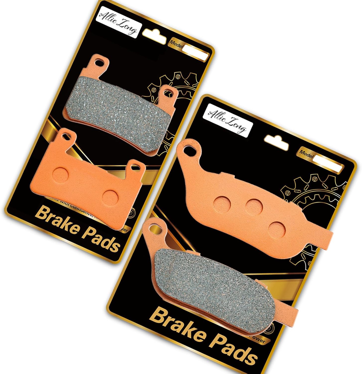 High-Performance Motorcycle Brake Pads - Carbon Fiber, Low Noise, Compatible with Fit for Harley FLSTF/FLSTFB for Fat Boy LO FXSB for Breakout 2015-2017, Easy Install, FA296F FA458R