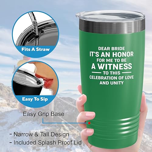 Miniatura 4 de Vaso de regalo para novia de 20 onzas, color verde, Love Unity, despedida de soltera, despedida de soltera, recién casado, oficiante de boda, hermano