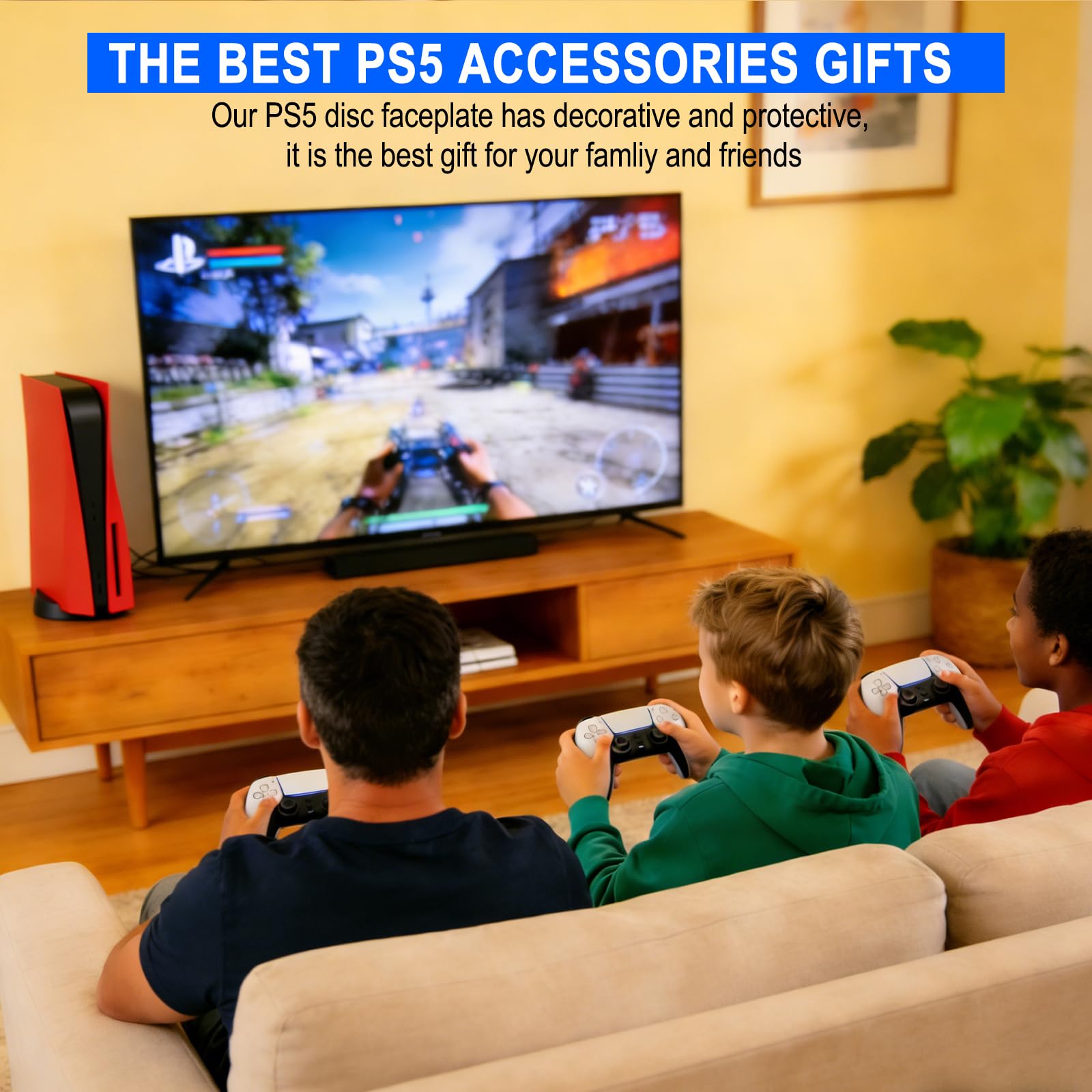 ArVin - Carcasa para consola PS5, placa de repuesto para PS5, antiarañazos, a prueba de polvo, accesorios para juegos de profesión para Sony Playstation 5 Console Disc Edition (rojo)