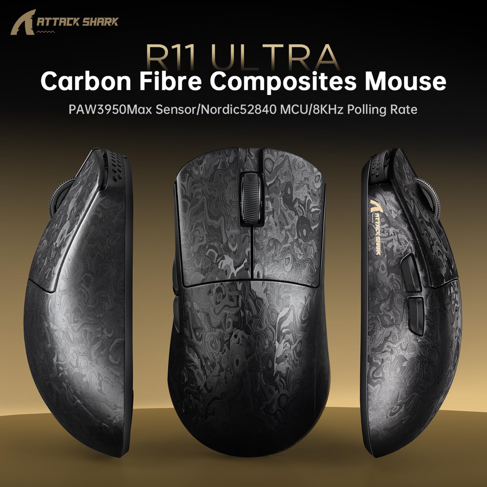 Amazon.com: ATTACK SHARK R11Ultra 8K Carbon Fiber Wireless Gaming