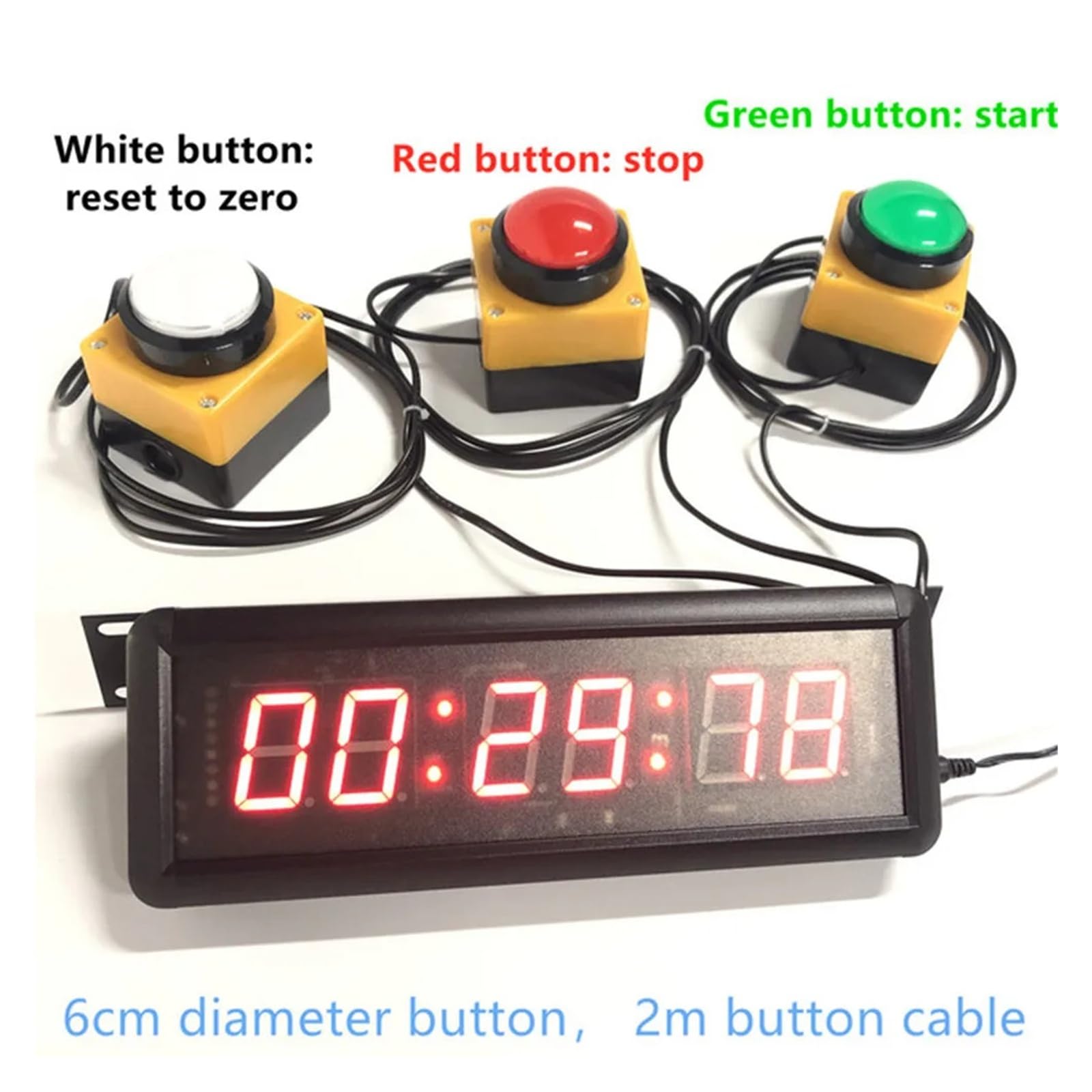Cronómetro de reloj de cuenta atrás Led con botón de 10CM, reinicio a cero, Control remoto, temporizador de juego de competición escolar Uso en múltiples escenarios(3PCS BUTTON)