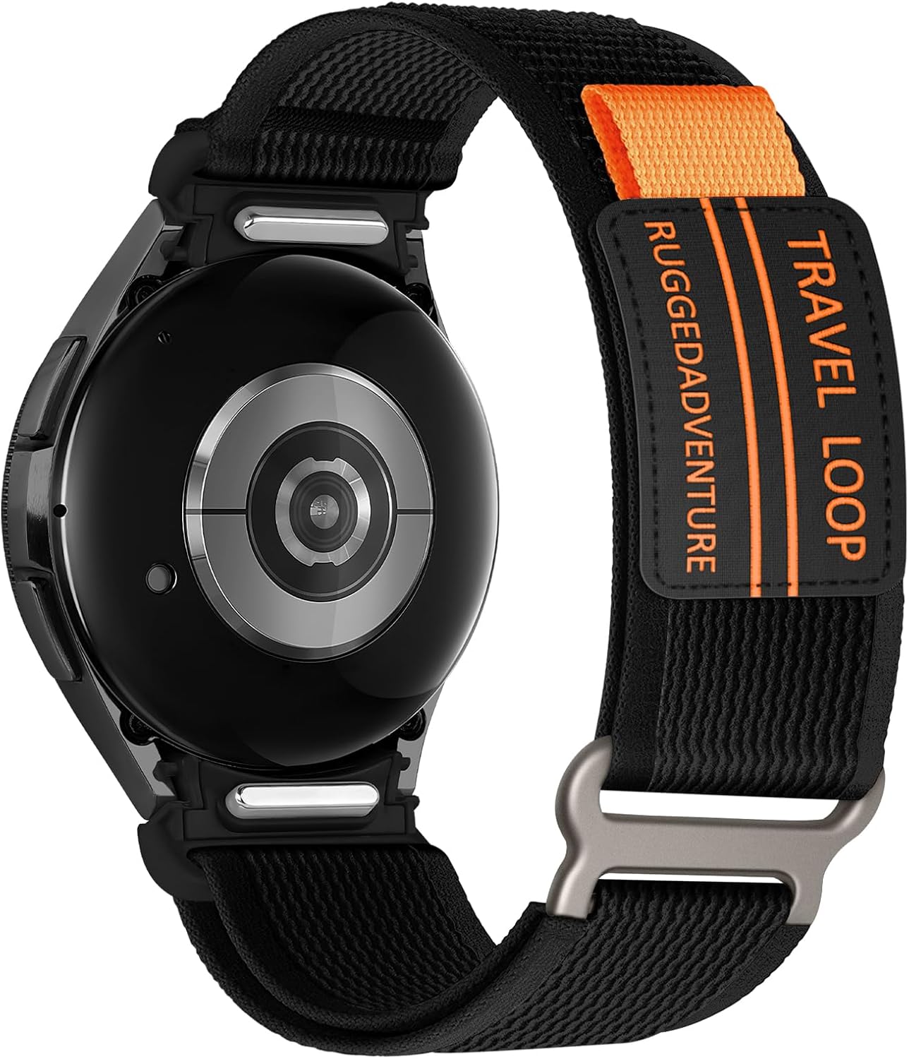 One Click Nylon Band Compatible with Samsung Galaxy Watch 7/6/5/4/FE 44mm 40mm/6 Classic 47mm 43mm/4 Classic 46mm 42mm/5 Pro 45mm,Rugged Fabric Nylon Loop with Stars-Stripes Flag Sport Strap Men Women