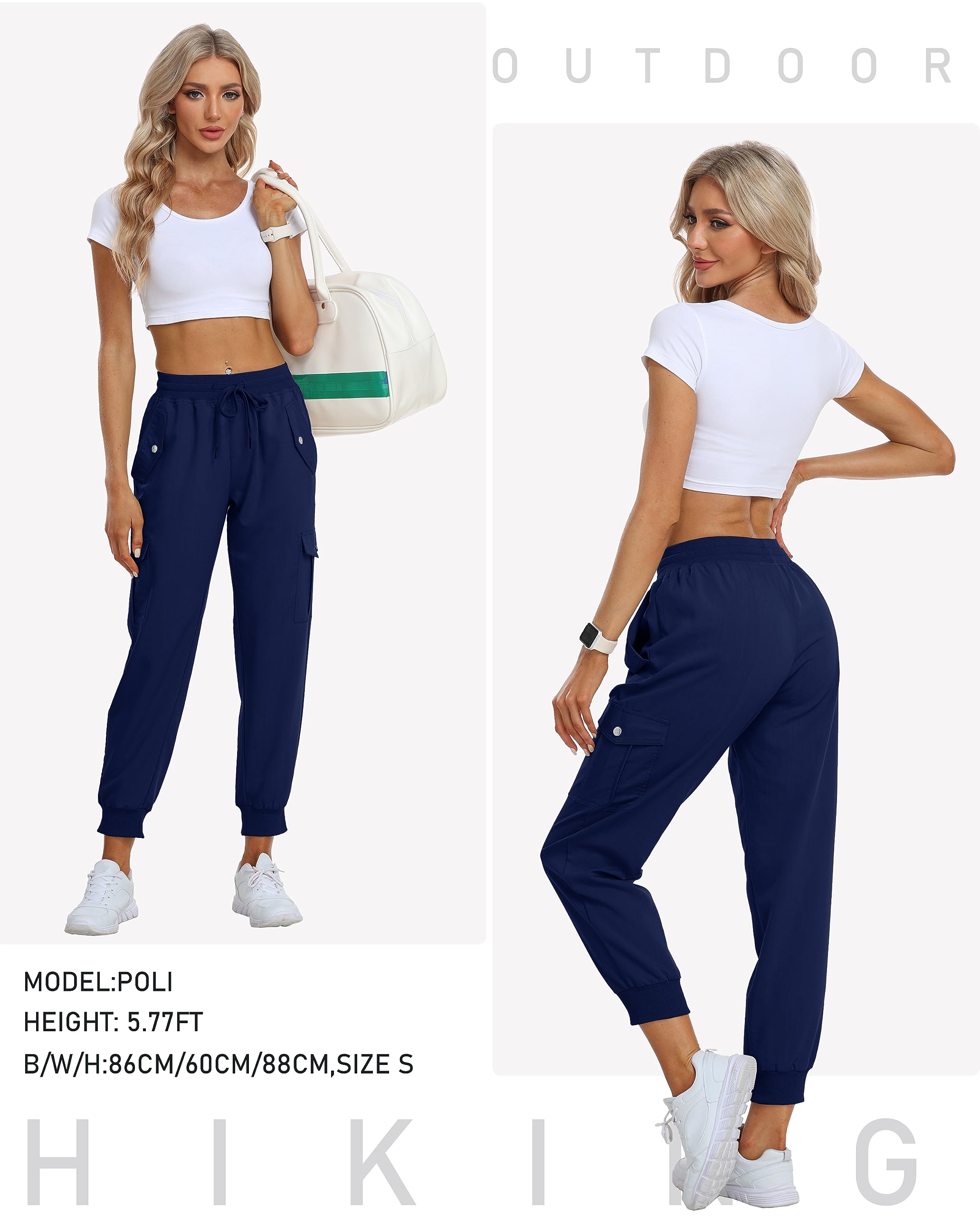 Pantaloni Trekking Donna Estate Cargo Escursionismo Jogging Pantaloni Moto Stretch Leggeri Asciugatura Rapida Casual Pants con Tasca