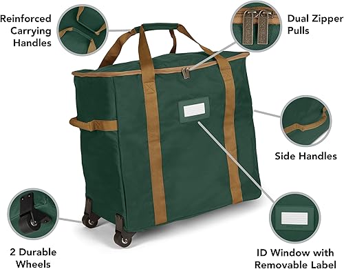 Miniatura 5 de Covermates Keepsakes - Bolsa de almacenamiento rodante para tesoros, asas de transporte, ventana de identificación, ruedas duales, almacenamiento