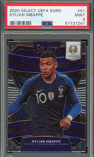 Kylian Mbappe 2020 Panini Select UEFA Euro Soccer Card #51 Graded PSA 9