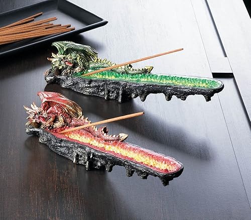 Miniatura 2 de Smart Living Company, Estatua de quemador de dragón de resina verde para palo de incienso