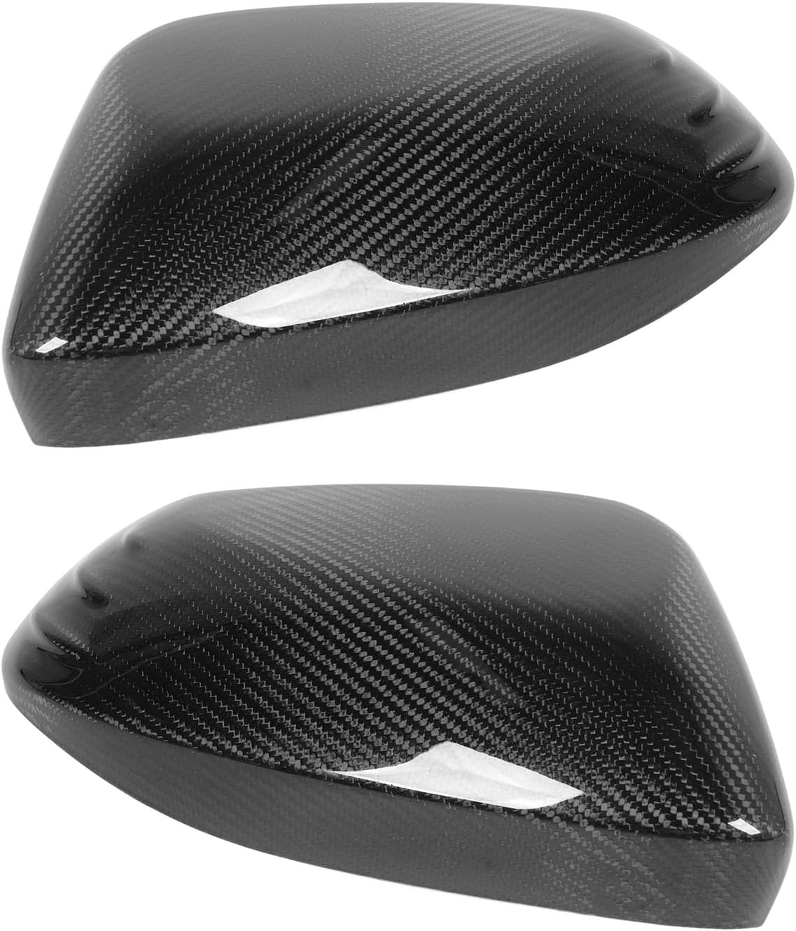 2PCS Side Rearview Mirror Cover Real Carbon Fiber Left Right Glossy Replacement for GR