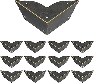 T Tulead Box Corners Iron Bronze Angle 2.75"x2.75"x1.02" Corner Decorative Protector for Wood Box 12PCS with Mounting Nails