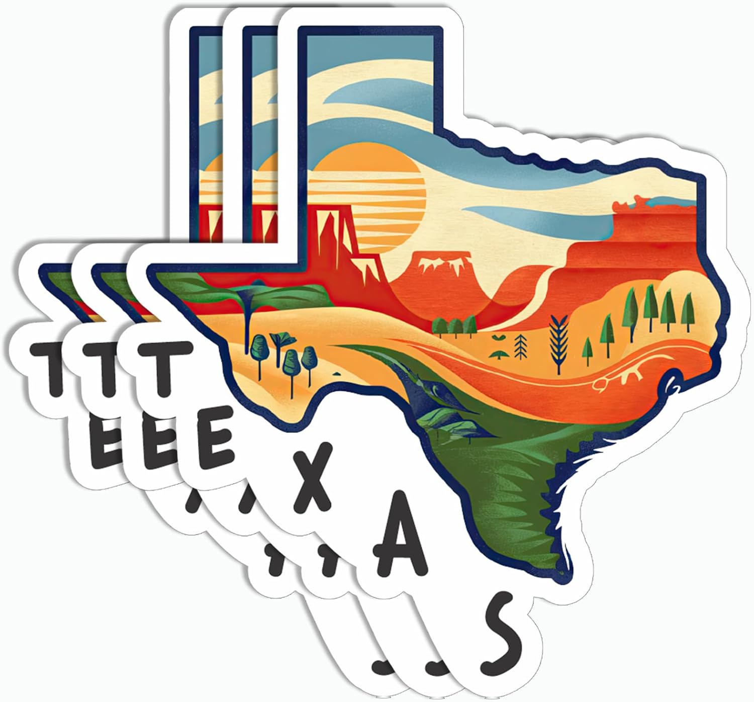 3Pcs Texas State Sticker - Texas Map - Texas Lover - Sticker for Water Bottle - Luggage - Laptop - Mug.