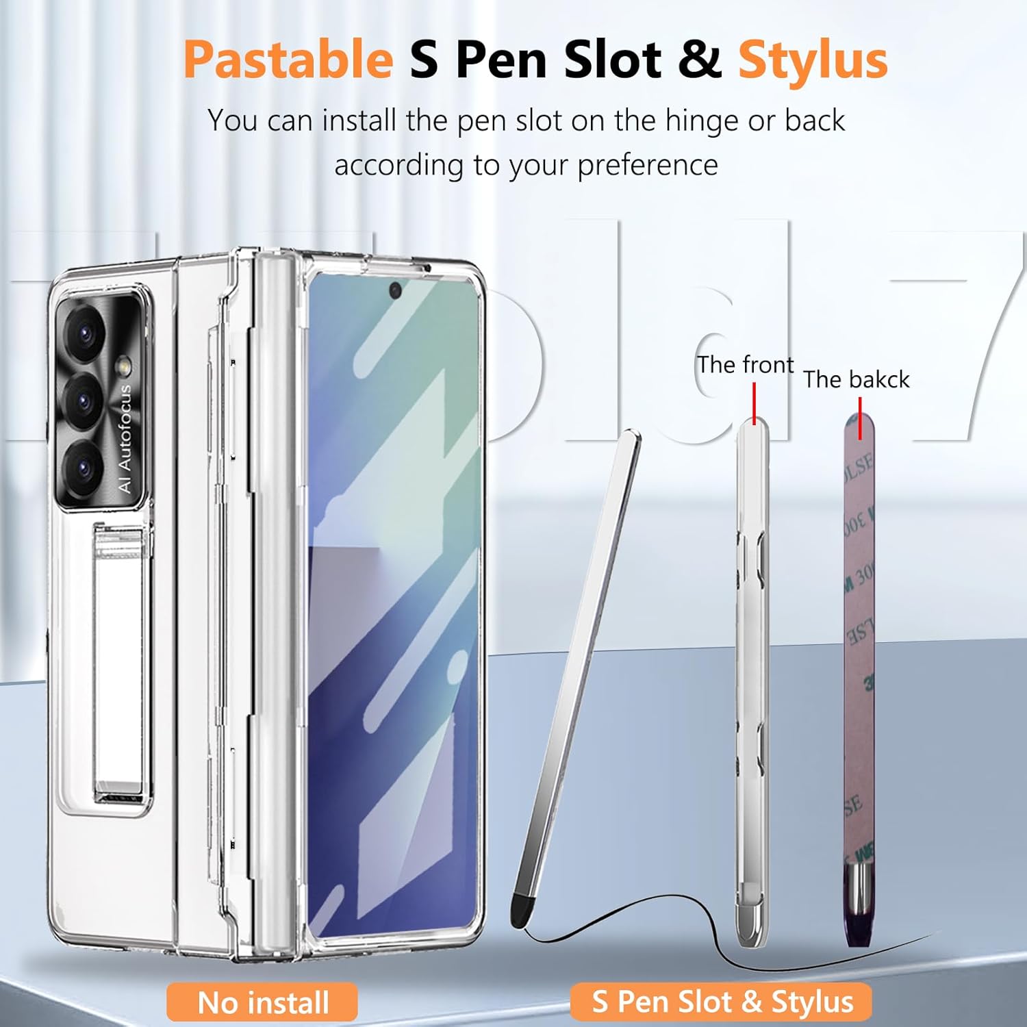 for Samsung Galaxy Z Fold 7 Case with S Pen Holder & Stylus, One-Piece Z Fold7 Clear Case with Kickstand Hinge Protection HD Screen Protector Anti-Scratch Protective Cover for Z Fold 7 Clear