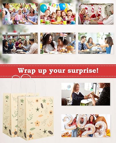 Miniatura 7 de LUMMBAG Paquete de bolsas de regalo medianas de 8 x 4.75 x 10 pulgadas (60 bolsas para Navidad, cumpleaños, niños), bolsas de papel kraft con asas a