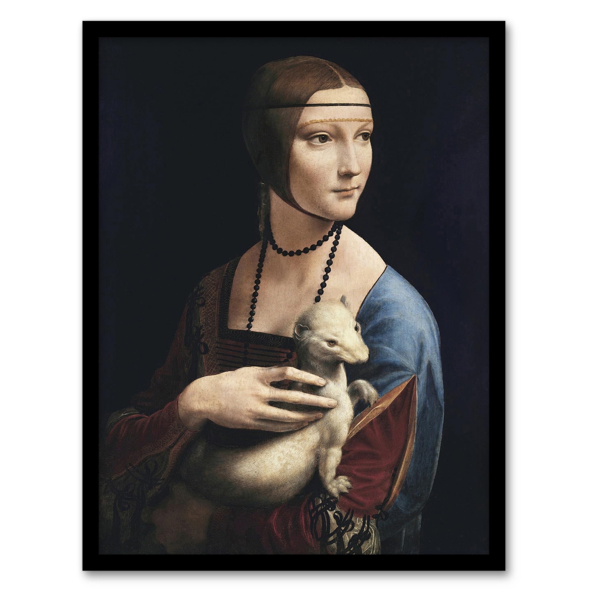 Artery8 Da Vinci Lady with an Ermine La Belle Ferronniere Framed Wall Art Print Home Décor A3