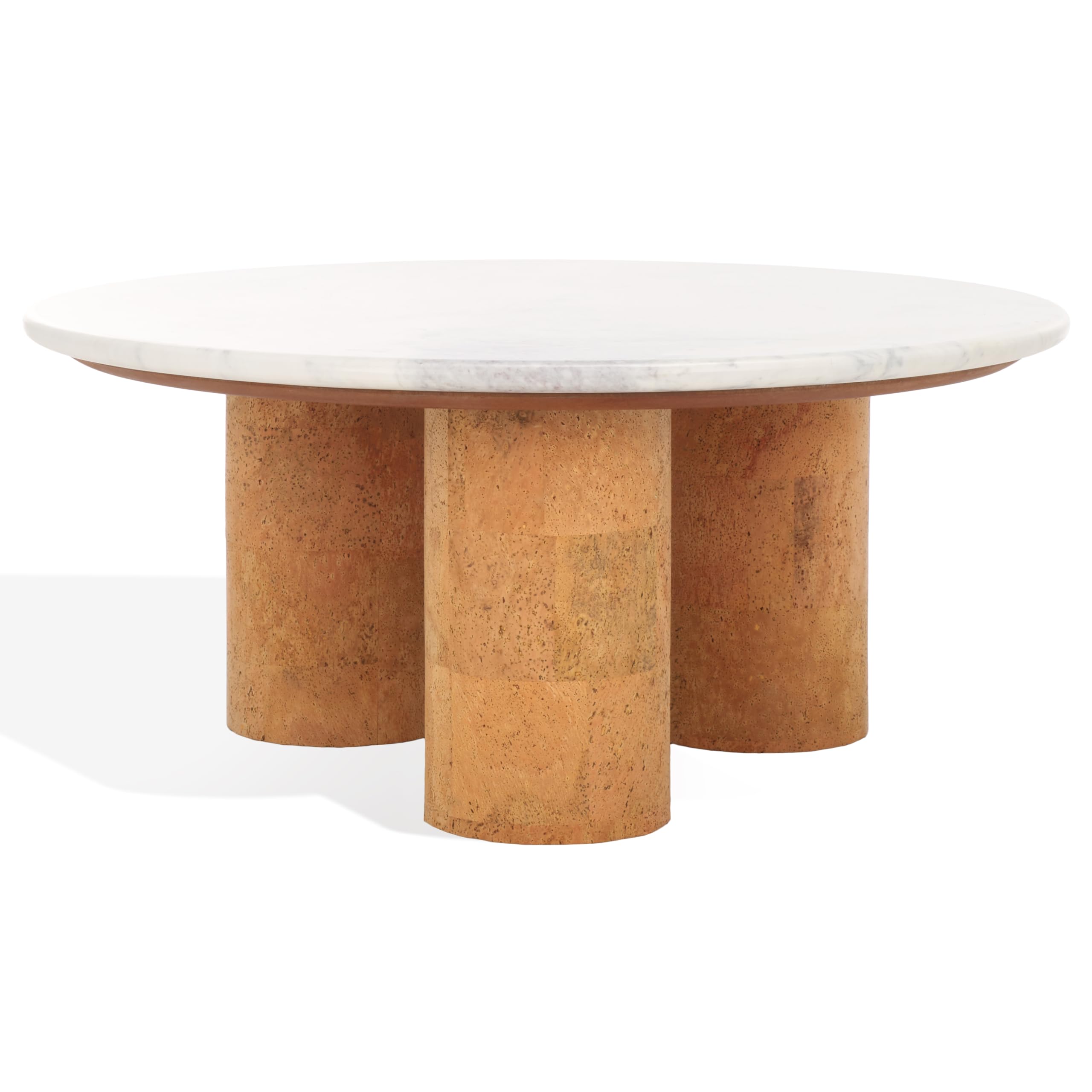 SAFAVIEH Couture Collection Marilynn White Marble Cork 3-Leg Round Top Coffee Table