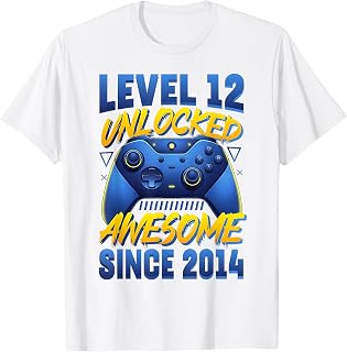 12th Birthday Gamer Level 12 Unlocked Born 2014 Video Games T-Shirt