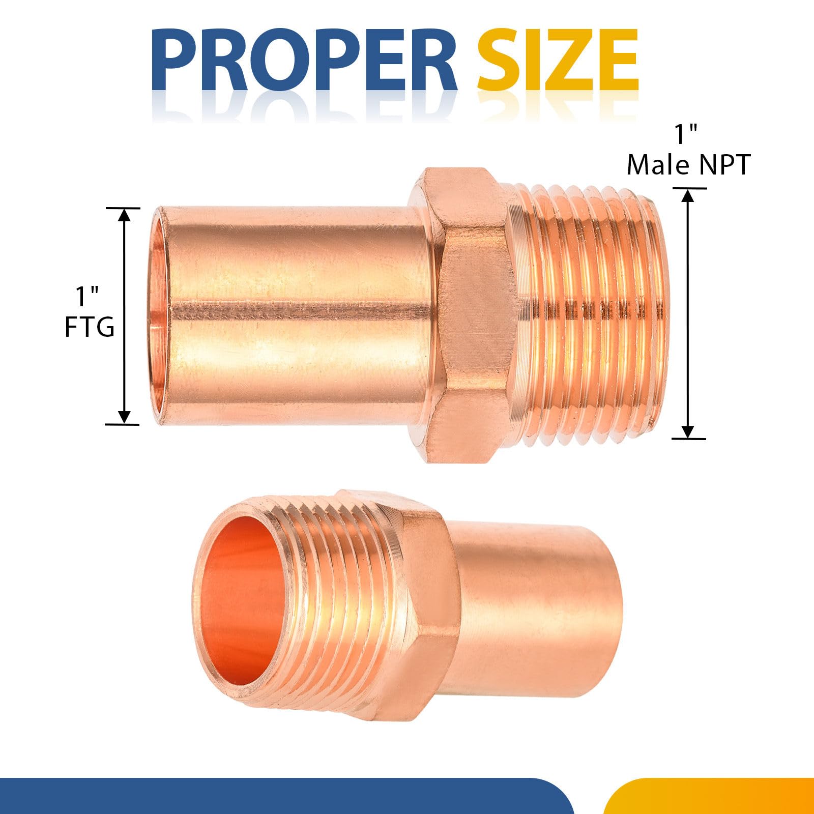 40-PAKOWY ZŁĄCZNIK Copper Press Male Street, 1" FTG x 1" MPT Press Male NPT do instalacji wodno-kanalizacyjnych