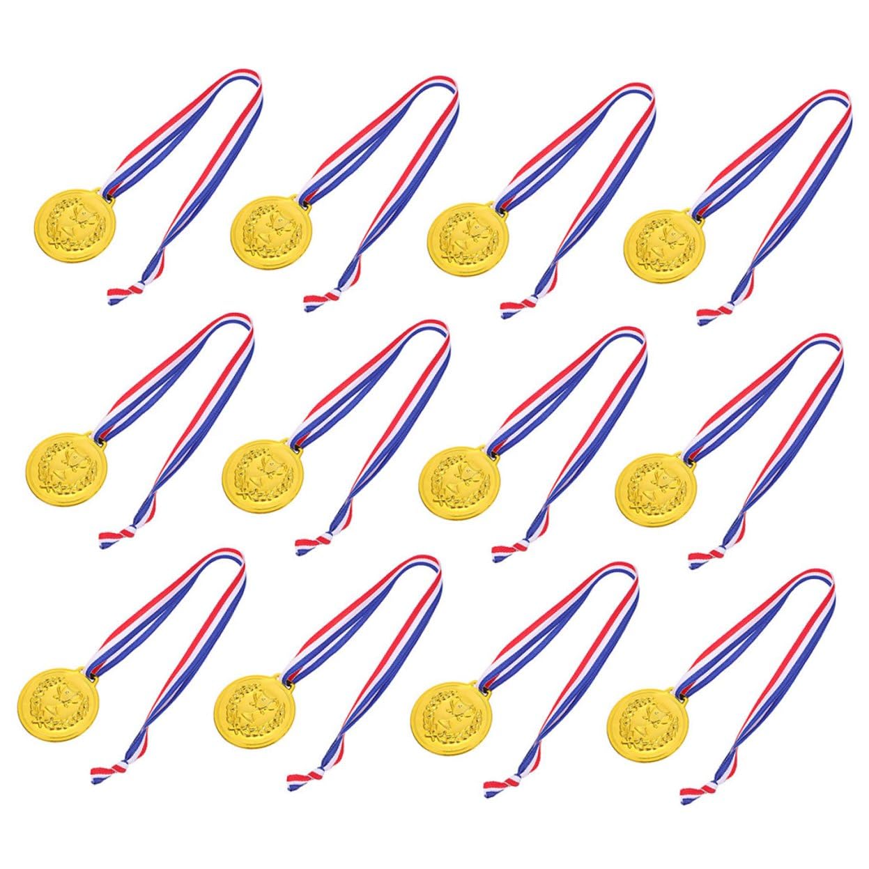 50 Medaglie Premio in Metallo Dorato per Bambini con Nastro al Collo, Lega di Zinco, per Competizioni e Eventi Sportivi