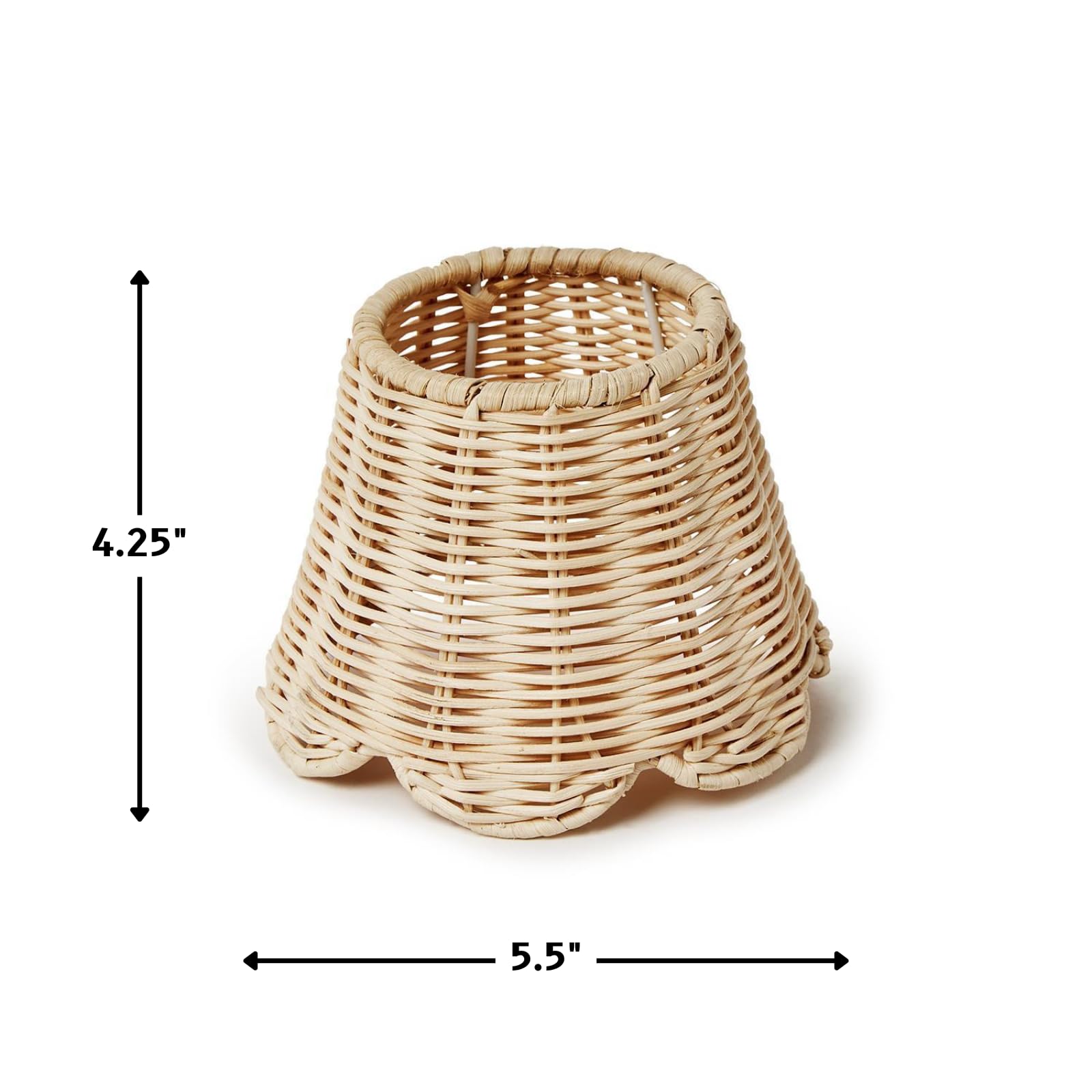 Two's Company Scallop Rattan Lamp Shade Cover with Scallop Edge