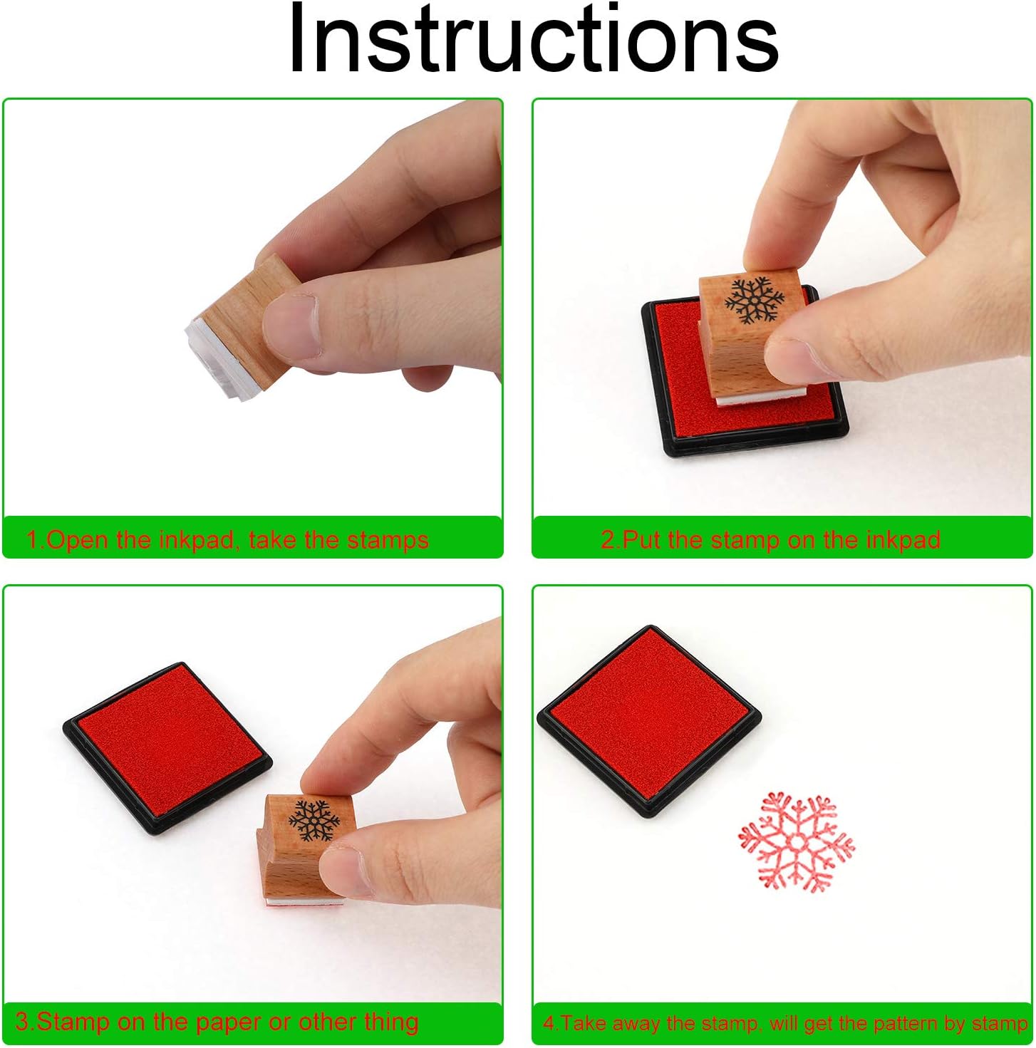 HOWAF 24pcs Wooden Christmas Stamps with Ink Pad for Kids Crafting Card Making Painting, Christmas Stamp for Children DIY Scrapbooks Wrapping Paper Gift Christmas Party Bag Fillers Favor Supplies Xmas