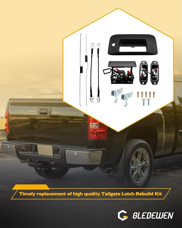 Tailgate Hardware Rebuild Kit Handle Bezel Latch Cables Rods Compatible with 2007-2014 Chevy Silverado GMC Sierra | Replaces# 15140549 25838260 20927958 23158822 22755303 by Gledewen - Image 7