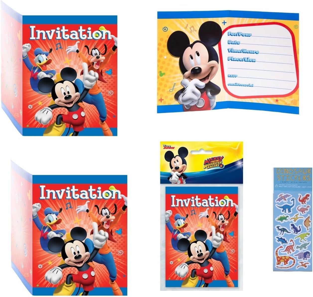 Unique Mickey Birthday Party Supplies Bundle Set includes Party Invitations with Envelopes - 24 Count