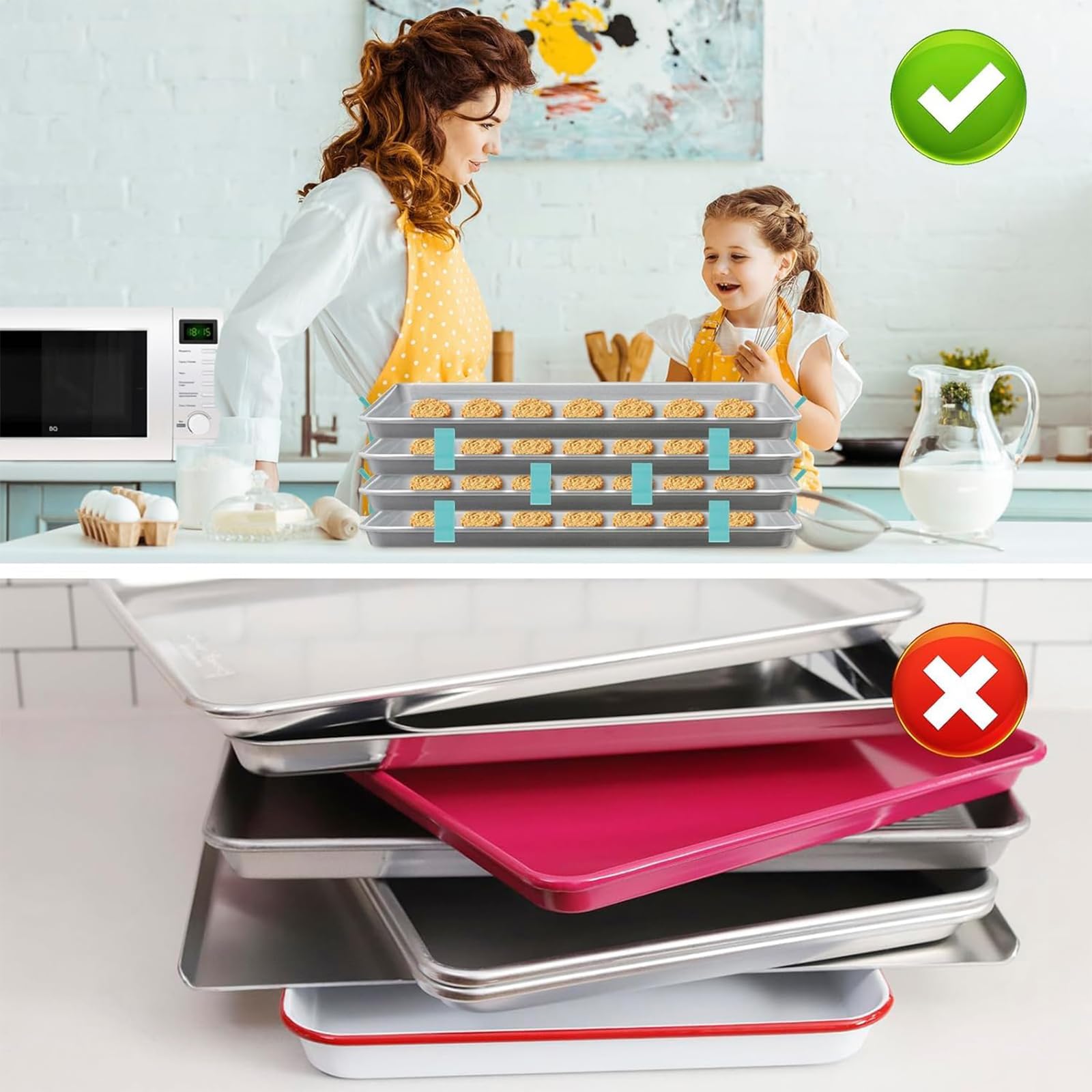 12 Stück Backblech Stapler, Pack von 12, Backblechhalter, Küchenwaren, Backblech-Stapler für Gefrierschrank Teller, Küche, Picknick, BBQ，Plätzchen Backblech