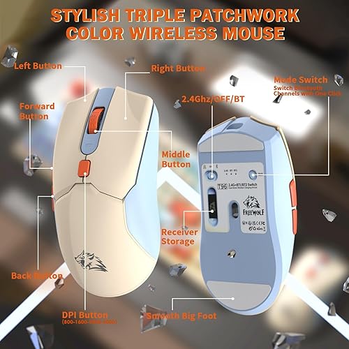 Miniatura 7 de ZIYOU LANG T96 Combo de teclado y mouse inalámbricos para juegos, doble Bluetooth2.4G RGB retroiluminado con sensación mecánica con pantalla