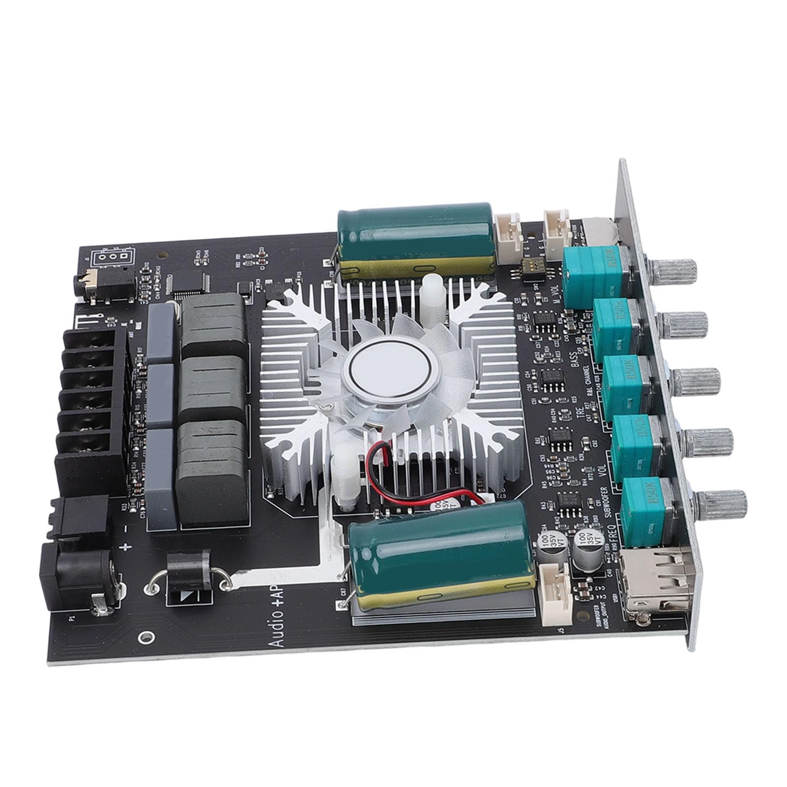Módulo Amplificador Bluetooth Potente Amplificador de Potencia de Audio de 2.1 Canales para Entusiastas del Cine en Casa PCB de Cobre Tapa de 5 Perillas para de Sonido