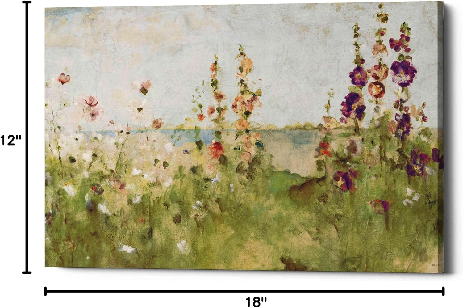 Epic Graffiti 'Hollyhocks by the Sea' by Cheri Blum, Canvas Wall Art, 18"x12"