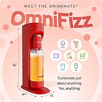 Vista 2 de Drinkmate OmniFizz Sparkling Water and Soda Maker, Carbonates Any Drink, ULTIMATE BUNDLE - Includes three 60L CO2 Cylinders, Two Carbonation